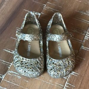 Mini melissa campana gold sparkle size 4/5